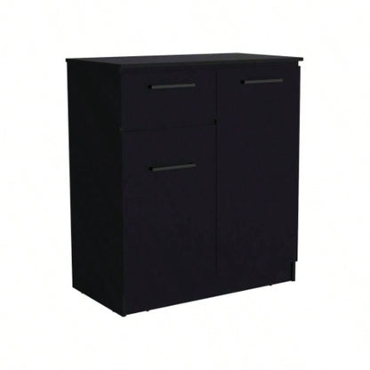 Dresser with 2 - Door and Single Drawer, Black