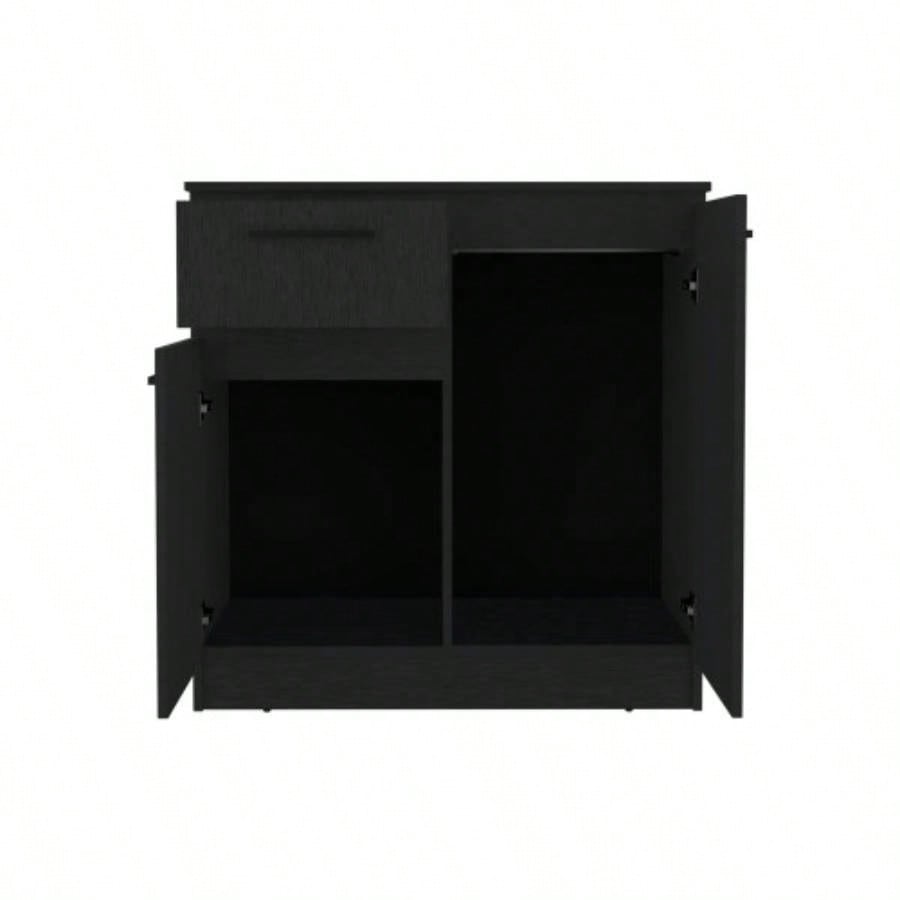Dresser with 2 - Door and Single Drawer, Black