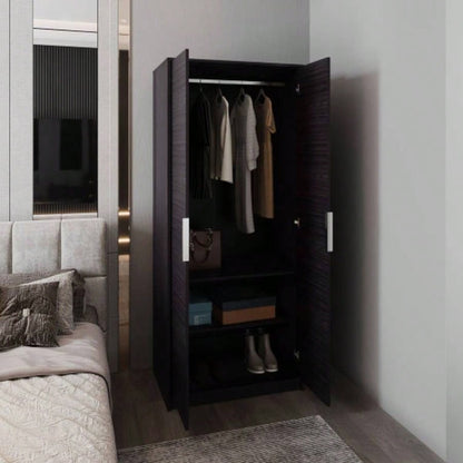 Armoire, 2 Doors, 2 Shelves, Black Wengue