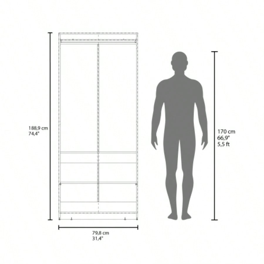 Armoire, 2 Doors, 2 Shelves, Black Wengue