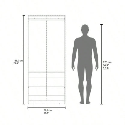 Armoire, 2 Doors, 2 Shelves, Black Wengue