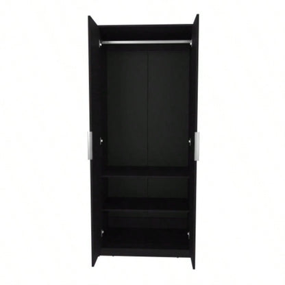 Armoire, 2 Doors, 2 Shelves, Black Wengue