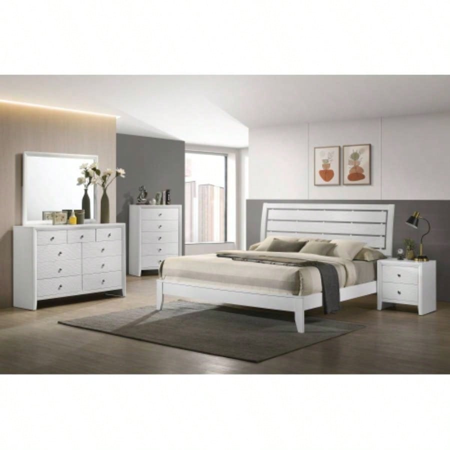 1pc Contemporary Modern 5 - Drawer Chest White Round Knobs Bedroom Living Room Wooden Furniture
