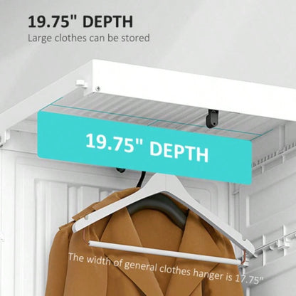 HOMCOM Portable Wardrobe Closet, Folding Bedroom Armoire, Clothes Storage Organizer with 8 Cube Compartments, Hanging Rod, Magnet Doors, White
