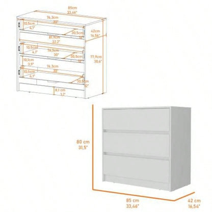 Avra 3 Drawer Dresser, Manufactured Wood Top and Front Chest of Drawers