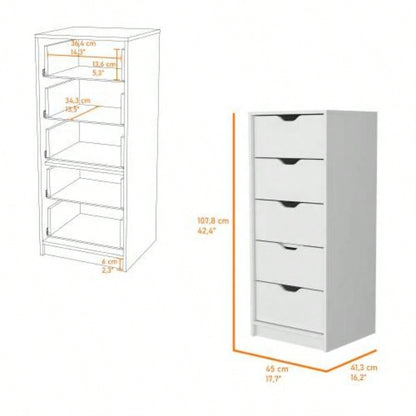 Dillon 5 Narrow Drawer Dresser, Tall Chest of Drawers