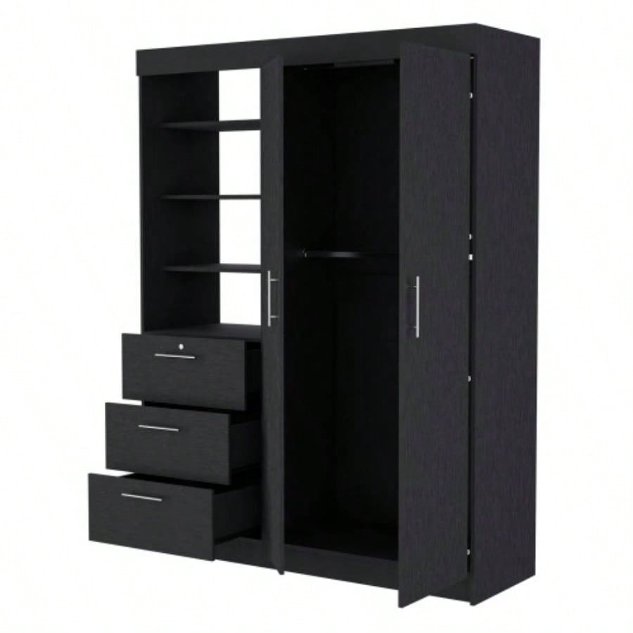 Tempe 3 Drawers Armoire, 3 - Tier Shelf, 2 - Door