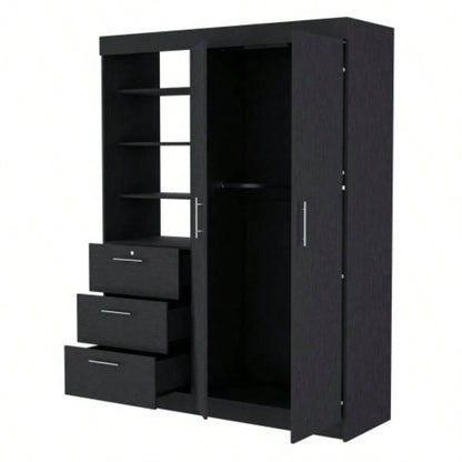 Tempe 3 Drawers Armoire, 3 - Tier Shelf, 2 - Door