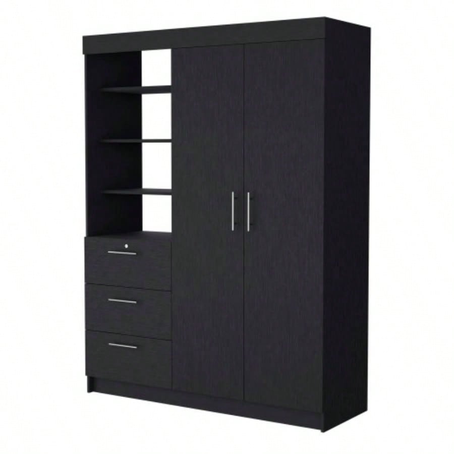 Tempe 3 Drawers Armoire, 3 - Tier Shelf, 2 - Door