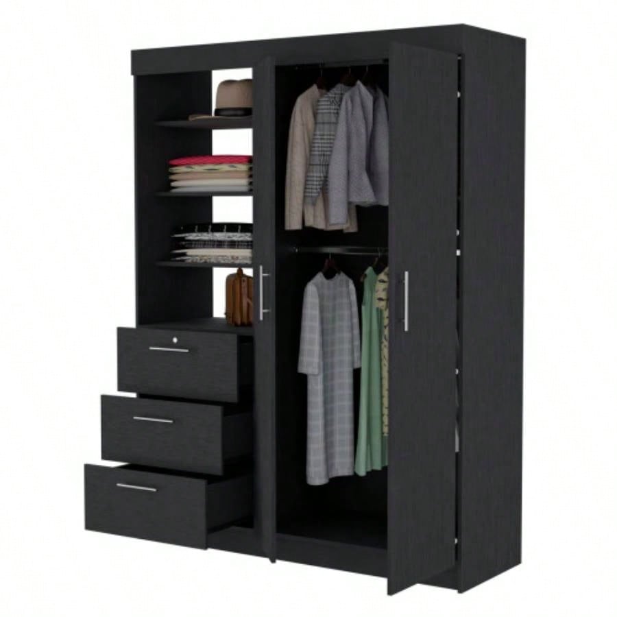 Tempe 3 Drawers Armoire, 3 - Tier Shelf, 2 - Door