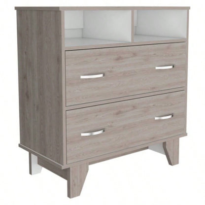 Double Drawer Dresser Arabi, Bedroom, Light Gray/ White