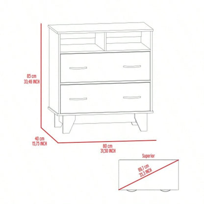 Double Drawer Dresser Arabi, Bedroom, Light Gray/ White