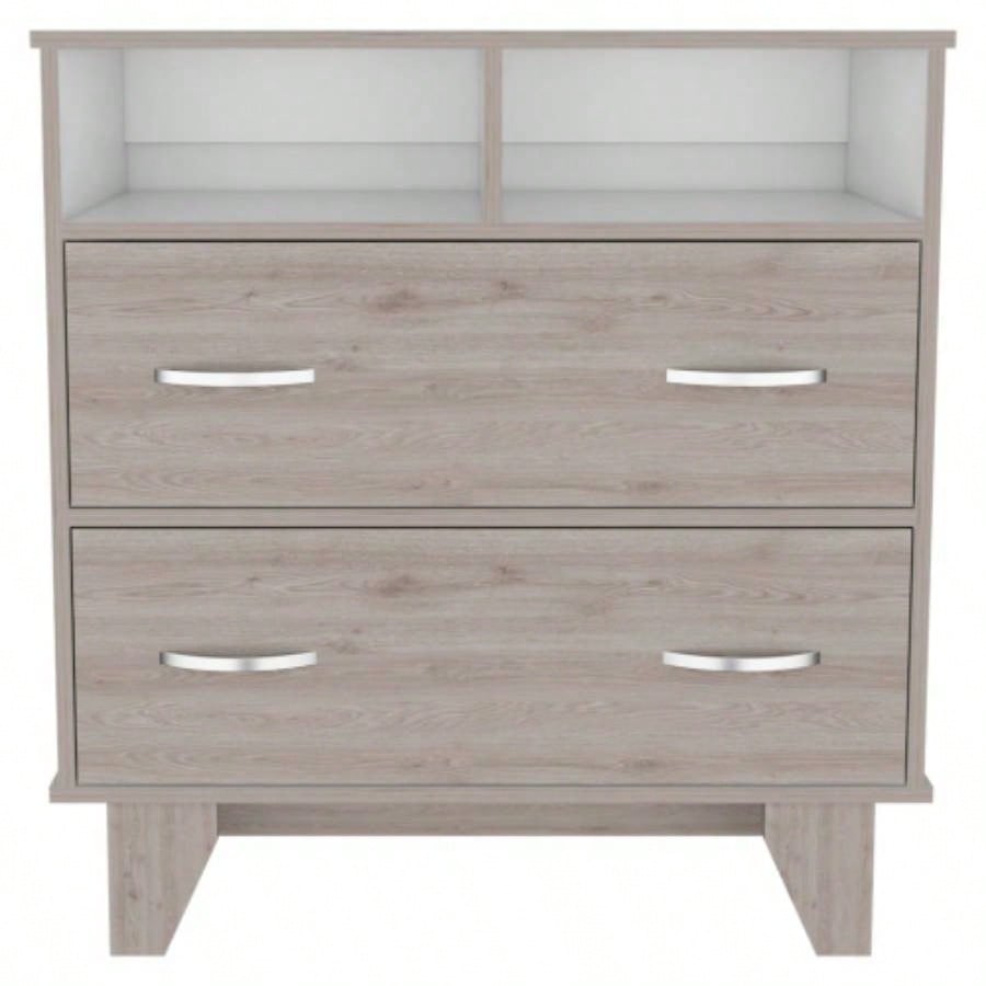 Double Drawer Dresser Arabi, Bedroom, Light Gray/ White