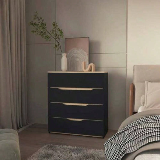 Lynbrook 4 - Drawer Dresser Black Wengue and Light Oak