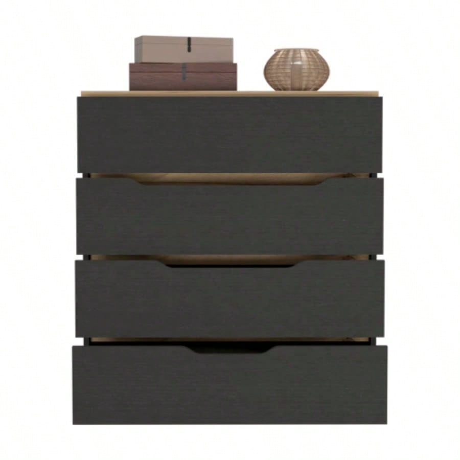 Lynbrook 4 - Drawer Dresser Black Wengue and Light Oak