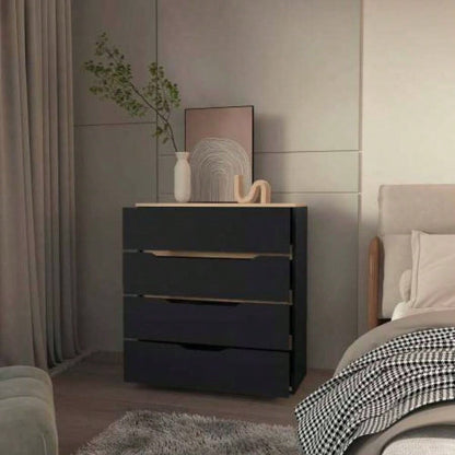 Lynbrook 4 - Drawer Dresser Black Wengue and Light Oak
