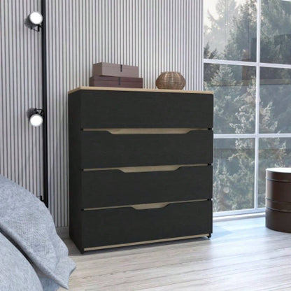 Lynbrook 4 - Drawer Dresser Black Wengue and Light Oak