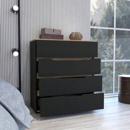 Lynbrook 4 - Drawer Dresser Black Wengue and Light Oak