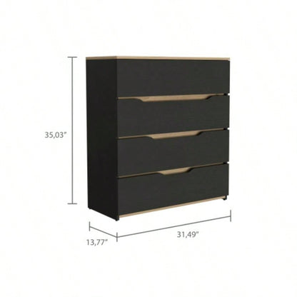 Lynbrook 4 - Drawer Dresser Black Wengue and Light Oak