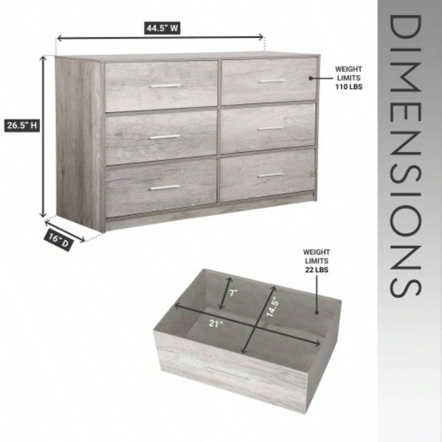 6 - Drawer Dresser with Large Fabric Drawers,