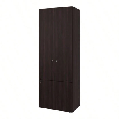 Armoire, 3 Doors, 3 Shelves, Walnut/ Black Wengue