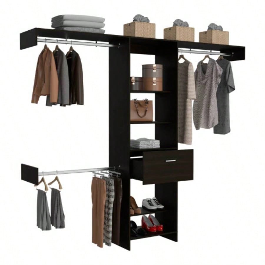 250 Closet System British, Bedroom, Black
