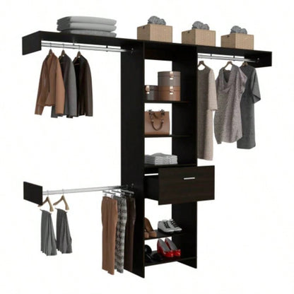 250 Closet System British, Bedroom, Black