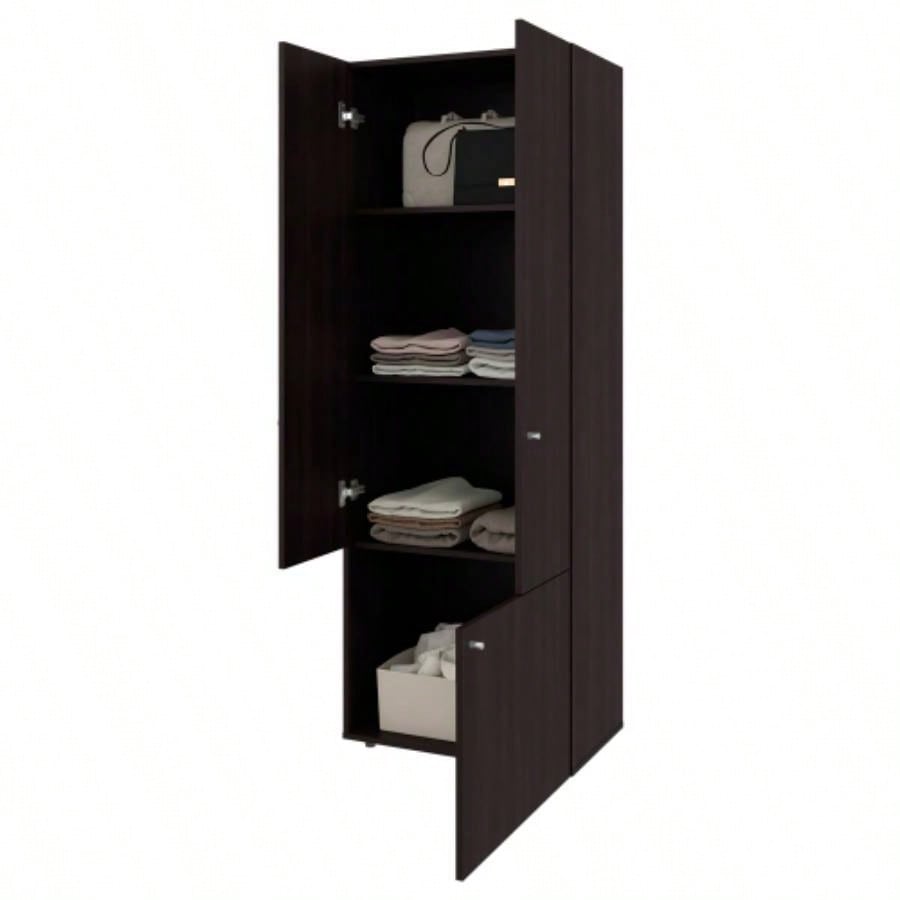 Armoire, 3 Doors, 3 Shelves, Walnut/ Black Wengue