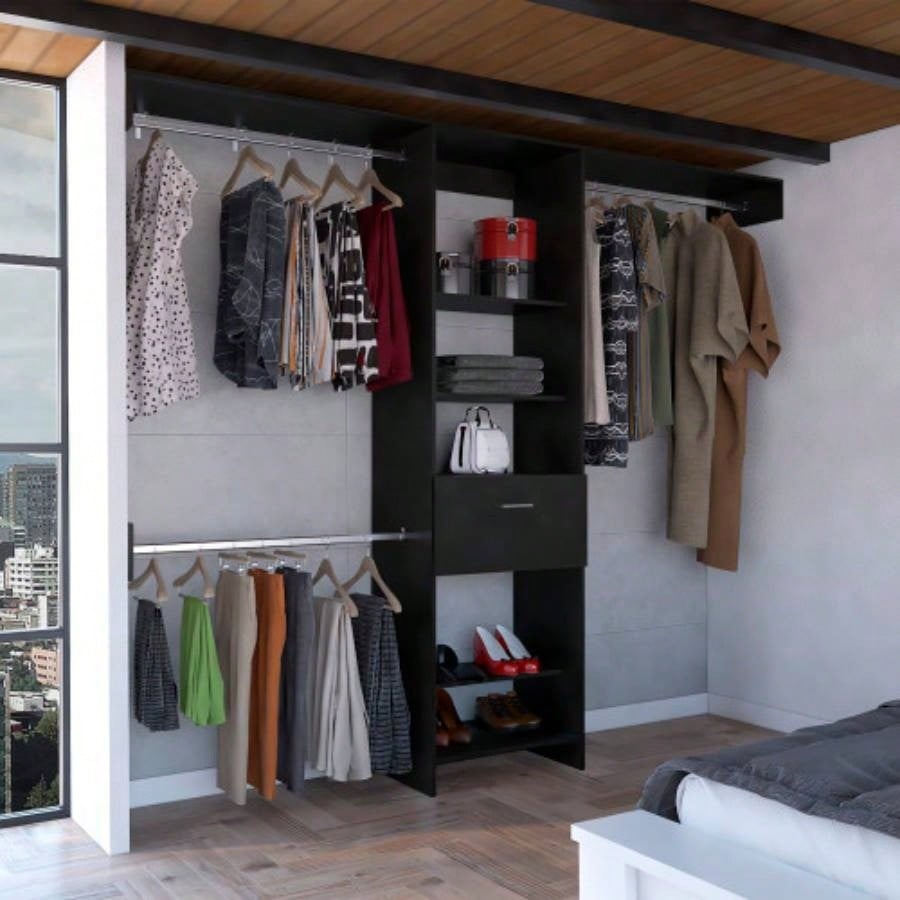 250 Closet System British, Bedroom, Black
