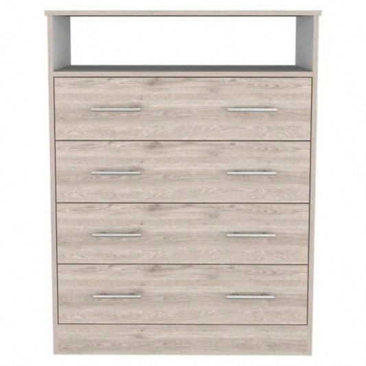 Four Drawer Dresser Wuju, Bedroom, Light Gray/ White