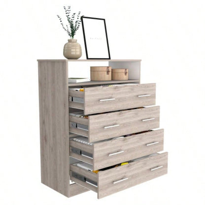 Four Drawer Dresser Wuju, Bedroom, Light Gray/ White