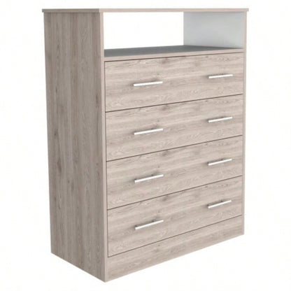 Four Drawer Dresser Wuju, Bedroom, Light Gray/ White