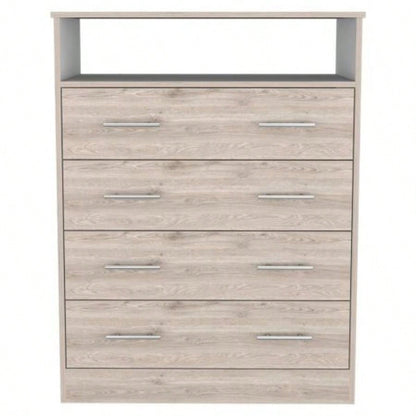 Four Drawer Dresser Wuju, Bedroom, Light Gray/ White