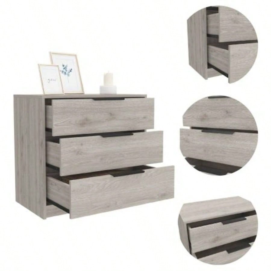 3 Drawers Dresser Maryland, Superior Top, Light Gray