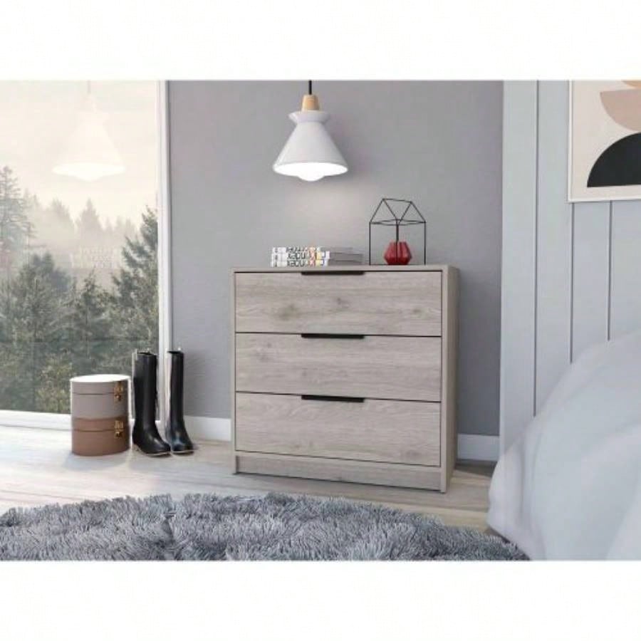 3 Drawers Dresser Maryland, Superior Top, Light Gray