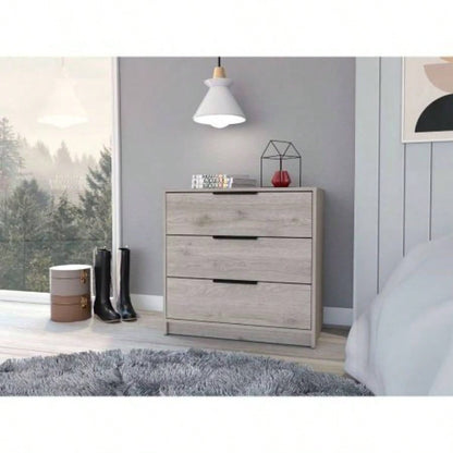 3 Drawers Dresser Maryland, Superior Top, Light Gray