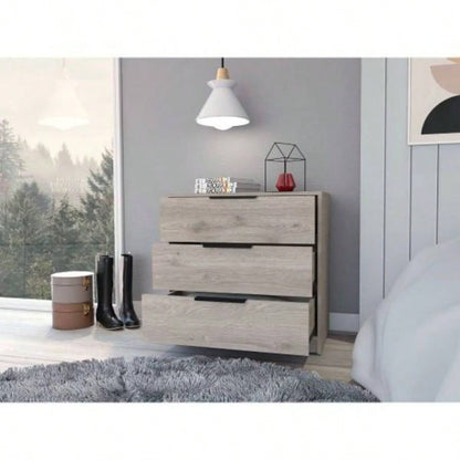 3 Drawers Dresser Maryland, Superior Top, Light Gray