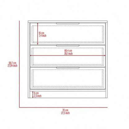 3 Drawers Dresser Maryland, Superior Top, Light Gray