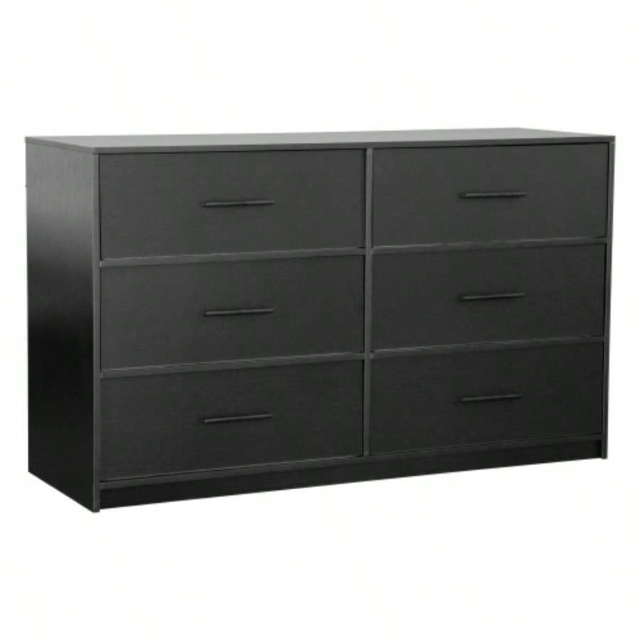 6 - Drawer Dresser with Large Fabric Drawers, Black