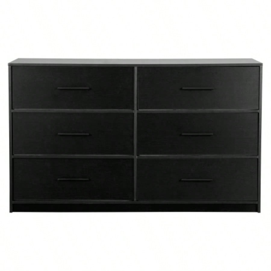 6 - Drawer Dresser with Large Fabric Drawers, Black