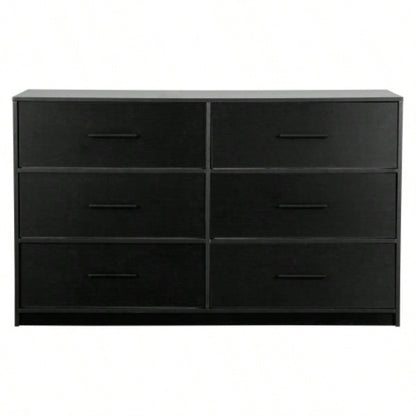 6 - Drawer Dresser with Large Fabric Drawers, Black
