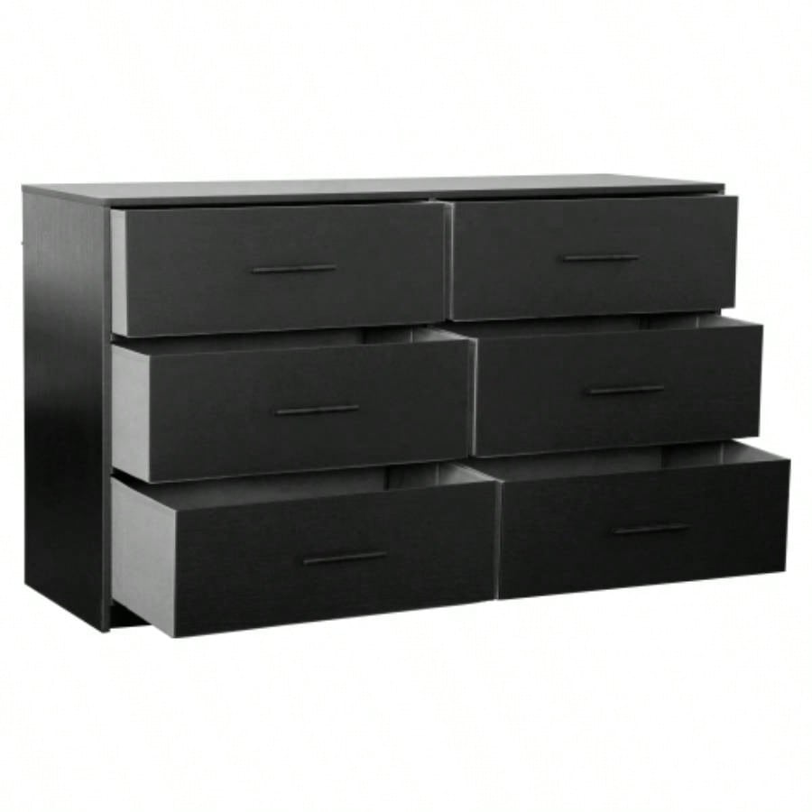 6 - Drawer Dresser with Large Fabric Drawers, Black