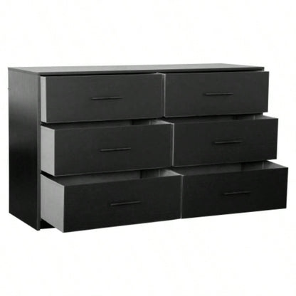 6 - Drawer Dresser with Large Fabric Drawers, Black