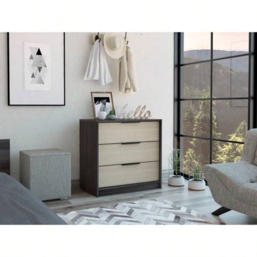 3 Drawers Dresser Maryland, Superior Top, Light Gray
