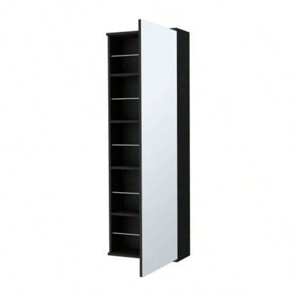 Wall Mounted Shoe Rack, Mirror, Five Shelves, Ten Shoes Capacity