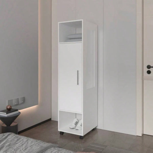 Summit Wardrobe in melamine with mirror, door and open storage