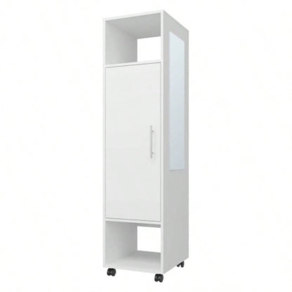 Summit Wardrobe in melamine with mirror, door and open storage