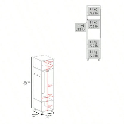 Summit Wardrobe in melamine with mirror, door and open storage