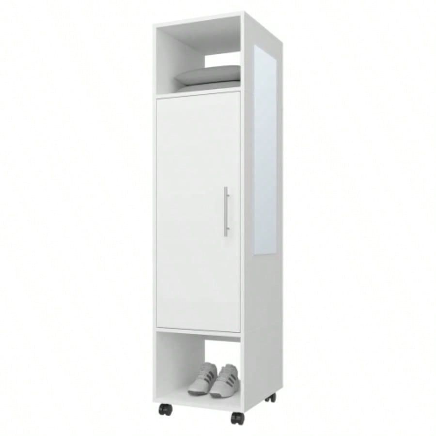 Summit Wardrobe in melamine with mirror, door and open storage