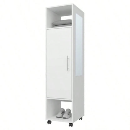 Summit Wardrobe in melamine with mirror, door and open storage